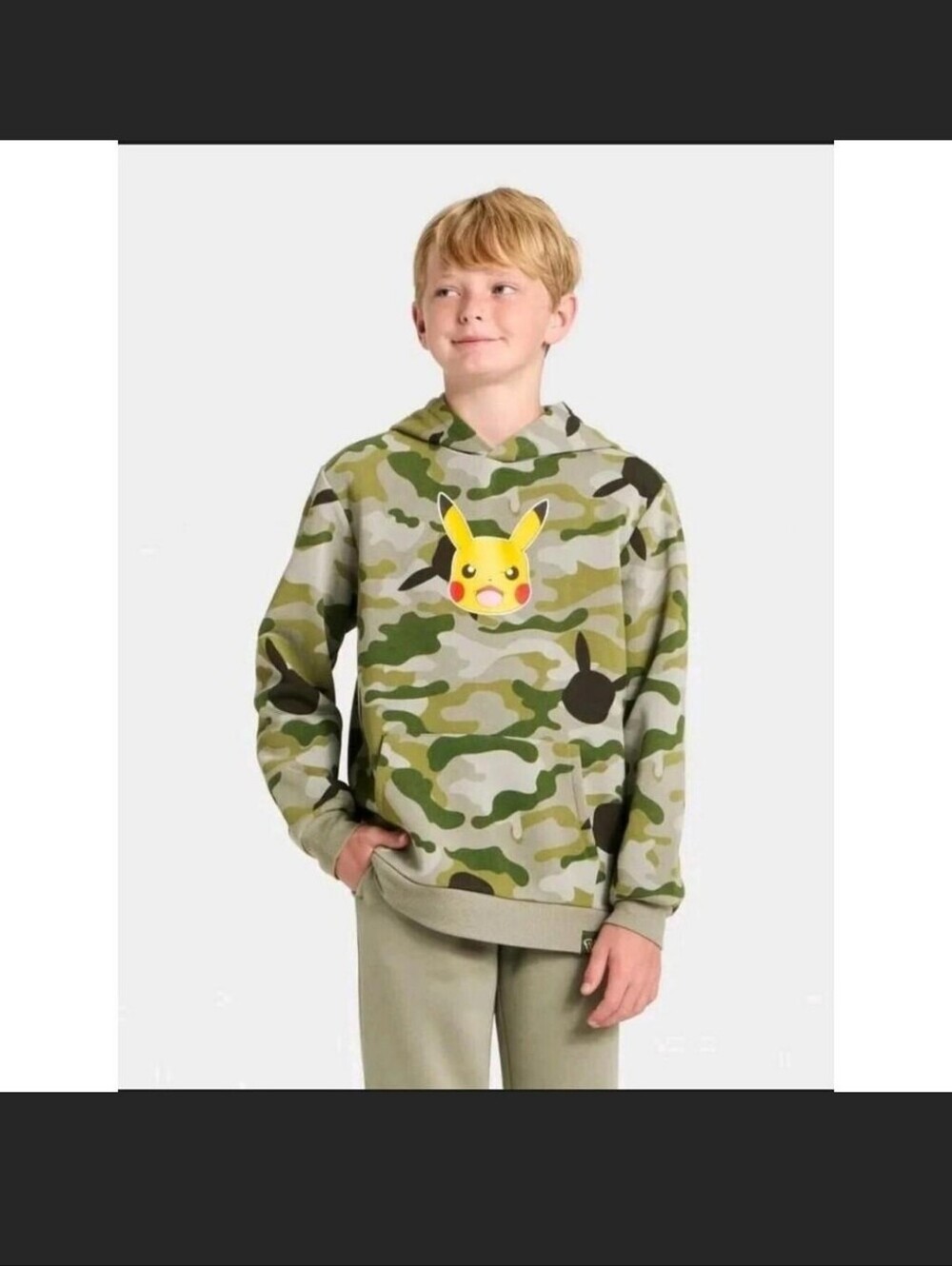 Mad Engine Kids Pikachu Camo Fleece Hoodie Size Small 6/7